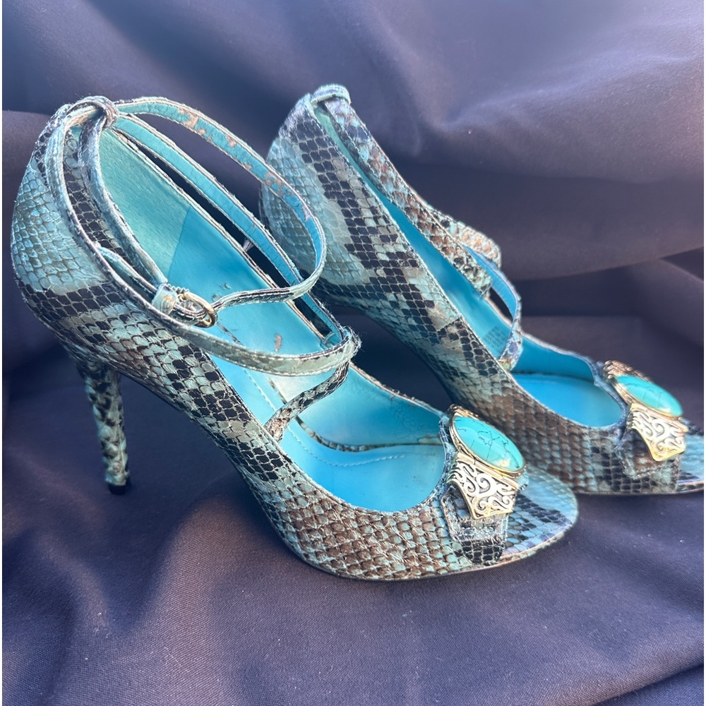Bcbgeneration Blue Trilogy Turquoise Snakeskin He… - image 2